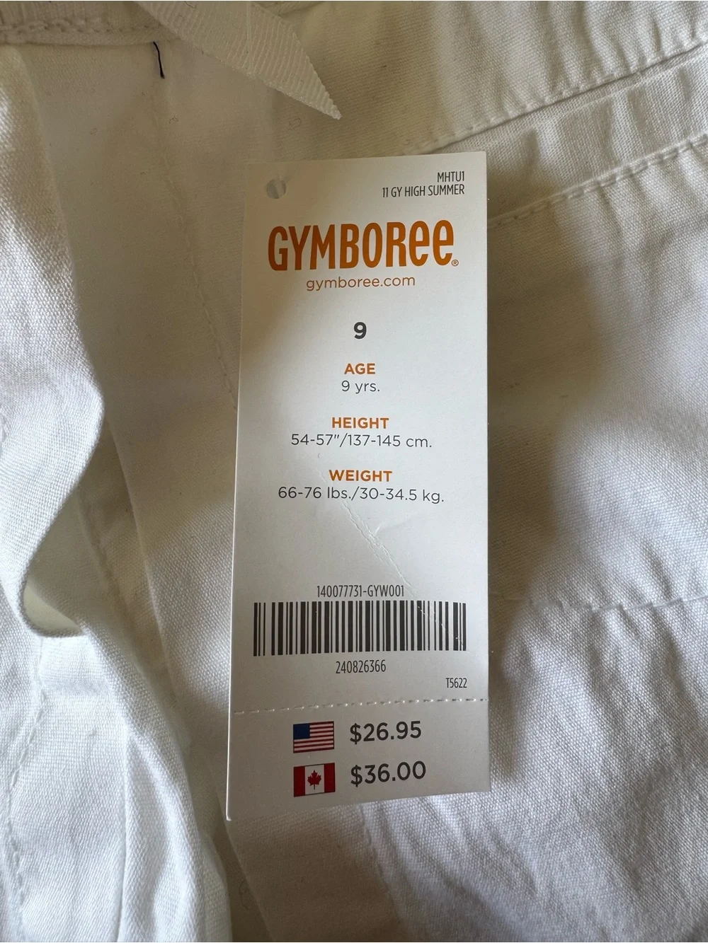 NWT Gymboree Girls Embroidered White Skort Size 9
